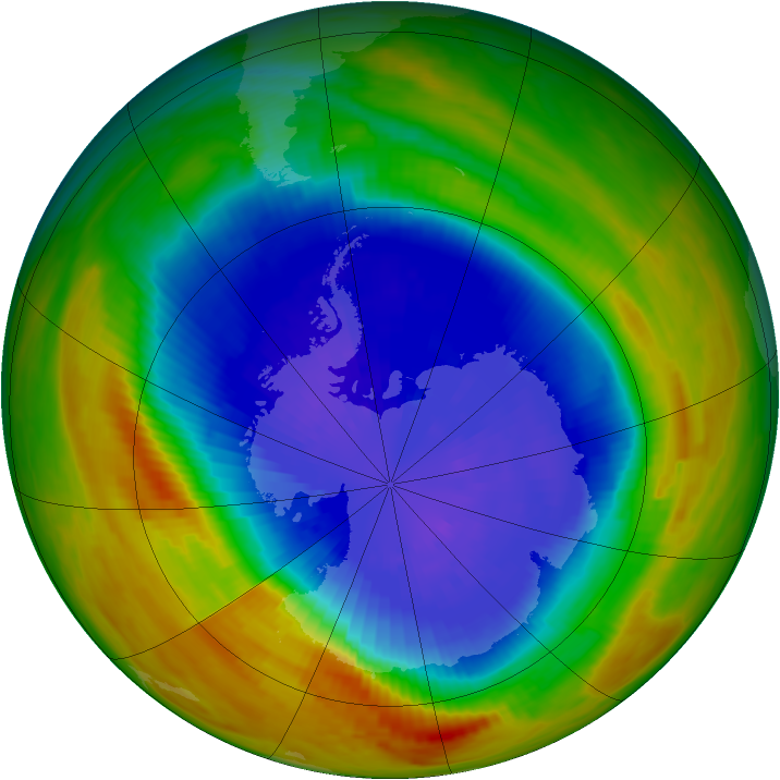 Antarctic ozone map for 19 September 1991